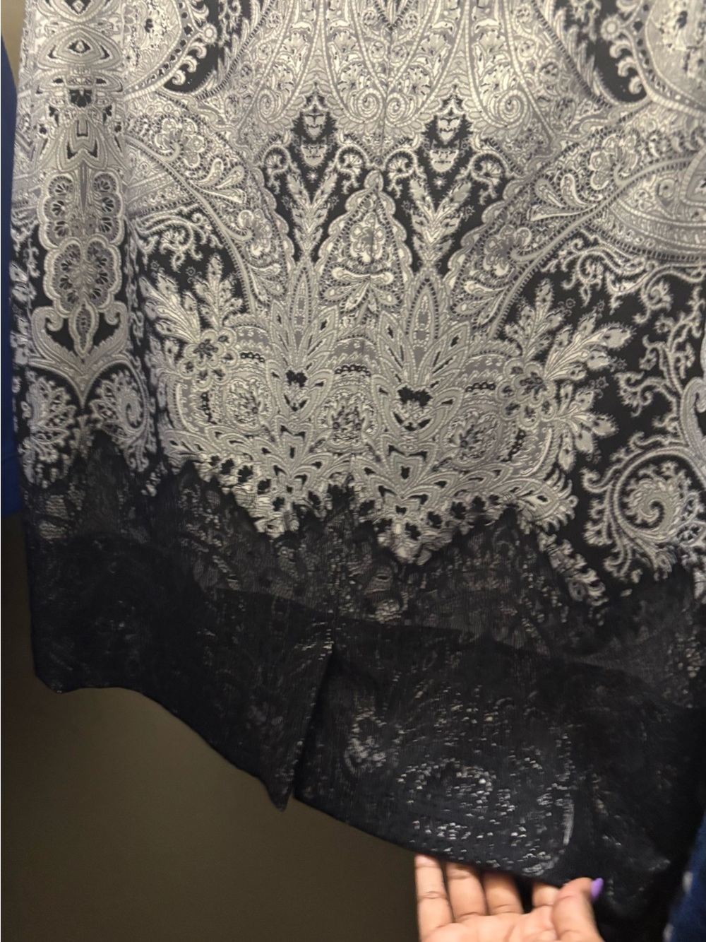 ANTONIO MELANI Black and White Paisley Lace Hem Skirt